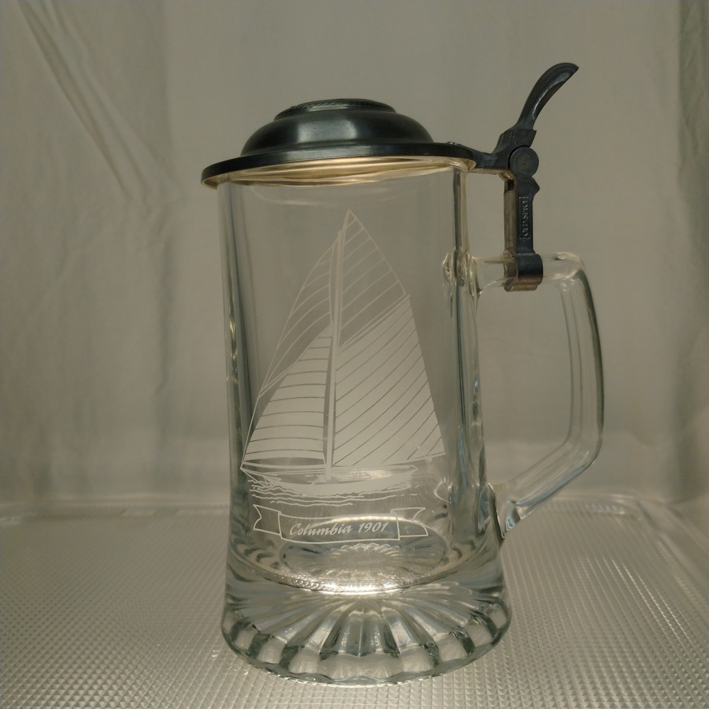 Vintage Old Spice Tankard Stein Mug Columbia 1901 frosted glass 7" tall ALWE